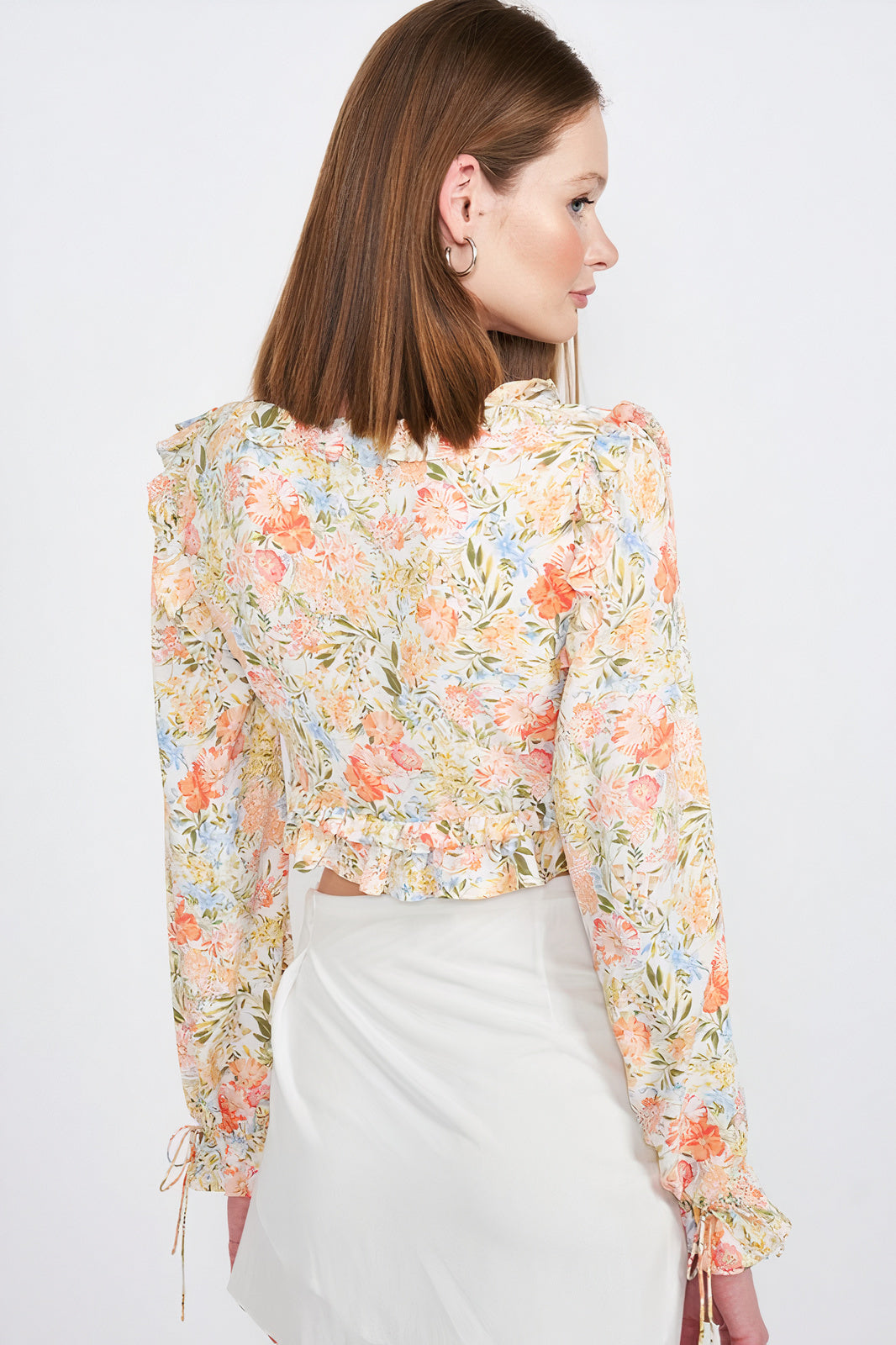 Floral Ruffle Crop Top