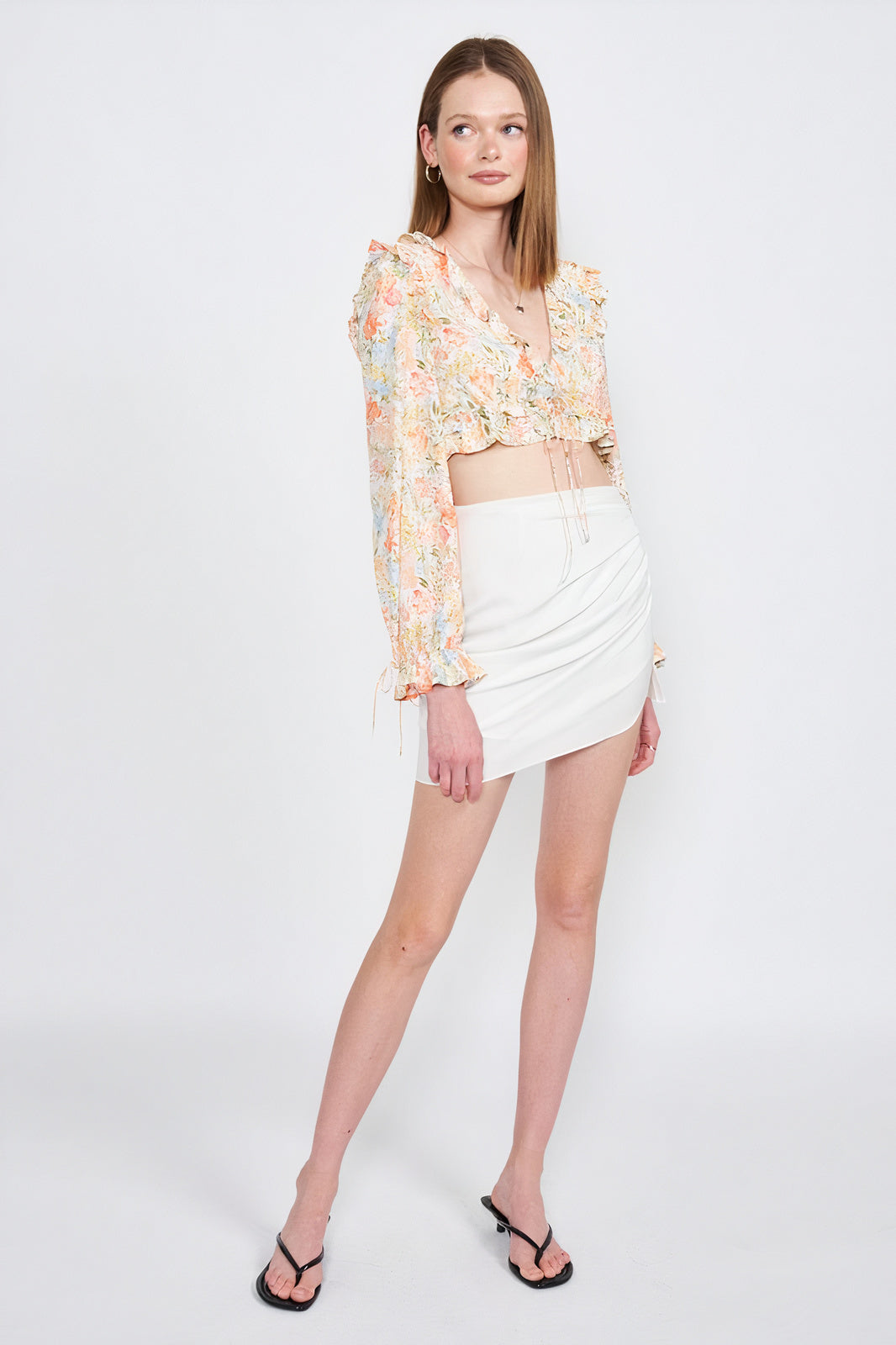 Floral Ruffle Crop Top