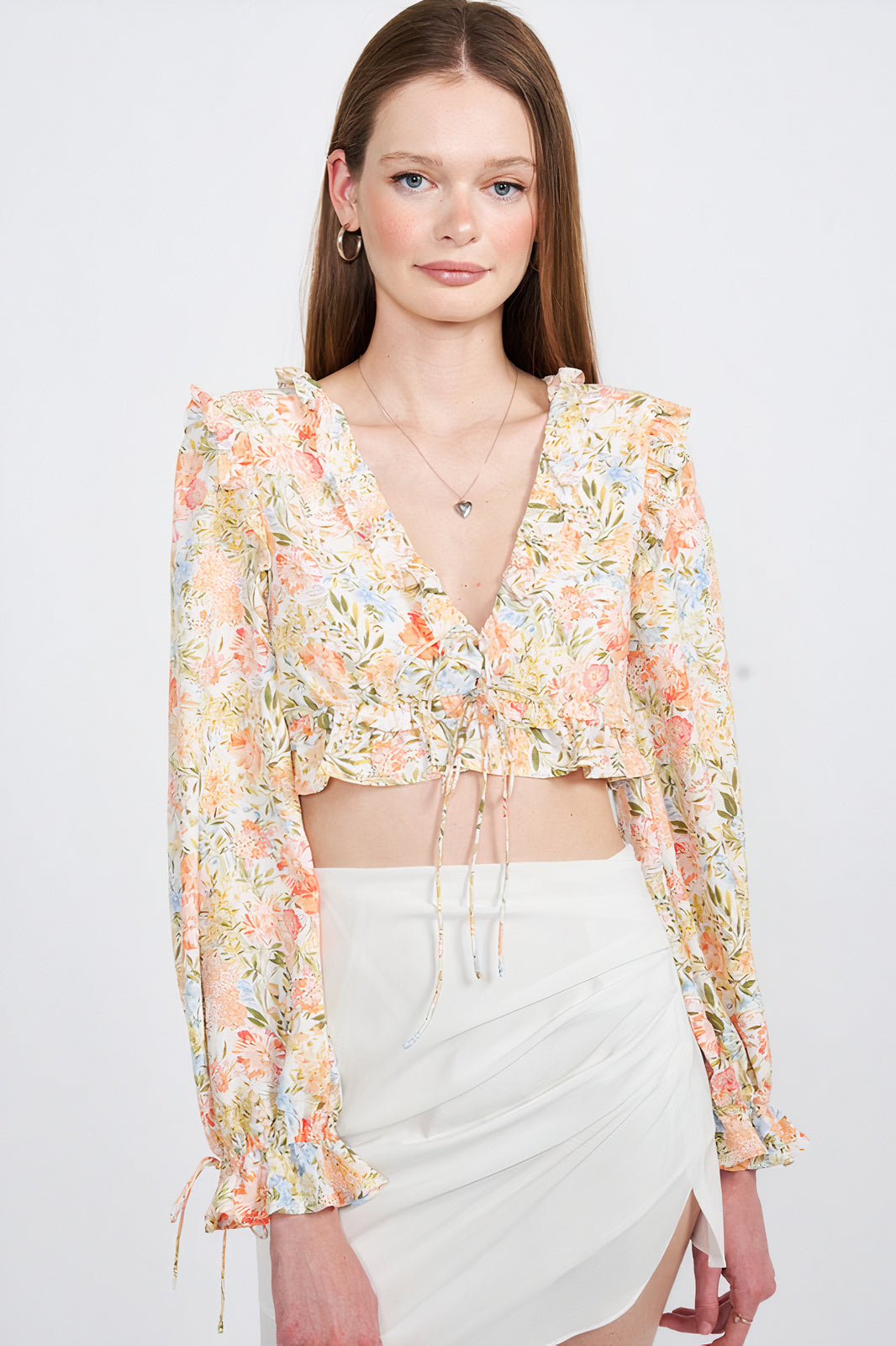Floral Ruffle Crop Top