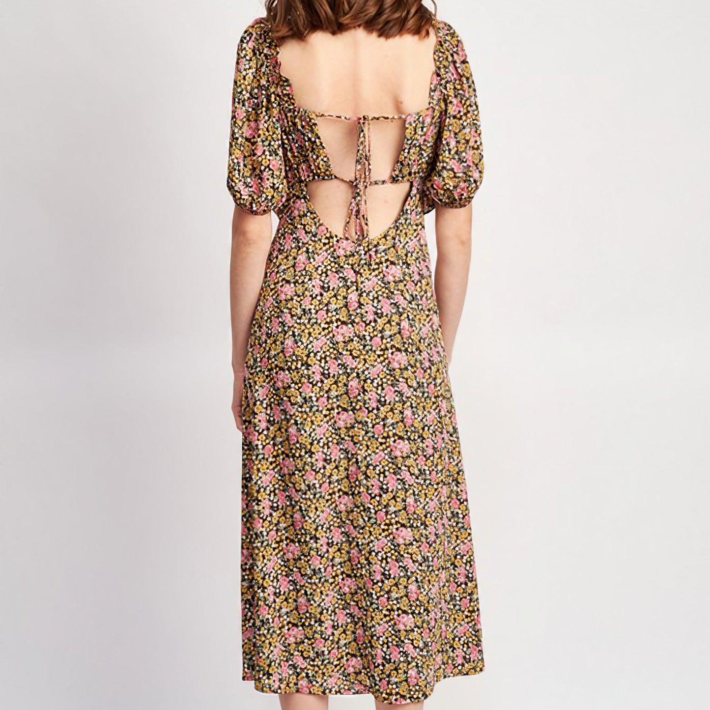 Floral Midi Dress with Ruffled Details
