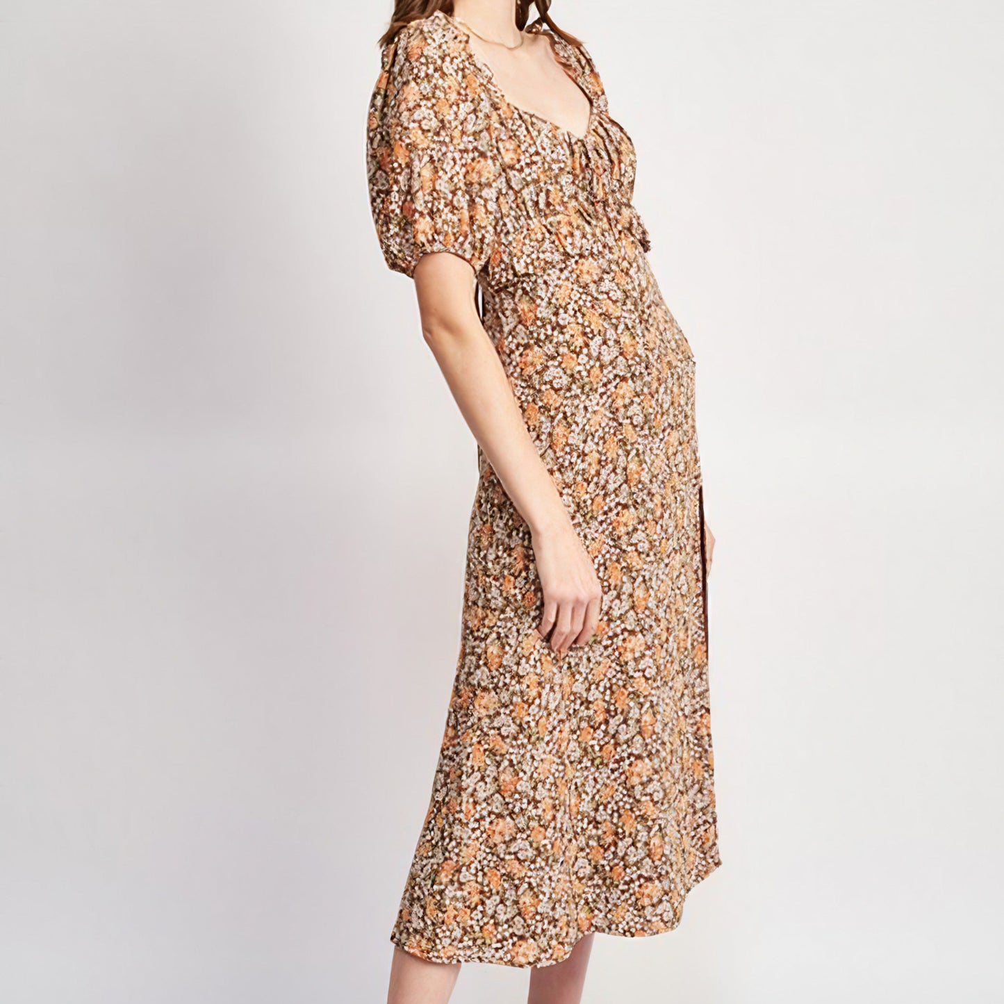 Floral Midi Dress with Ruffled Details