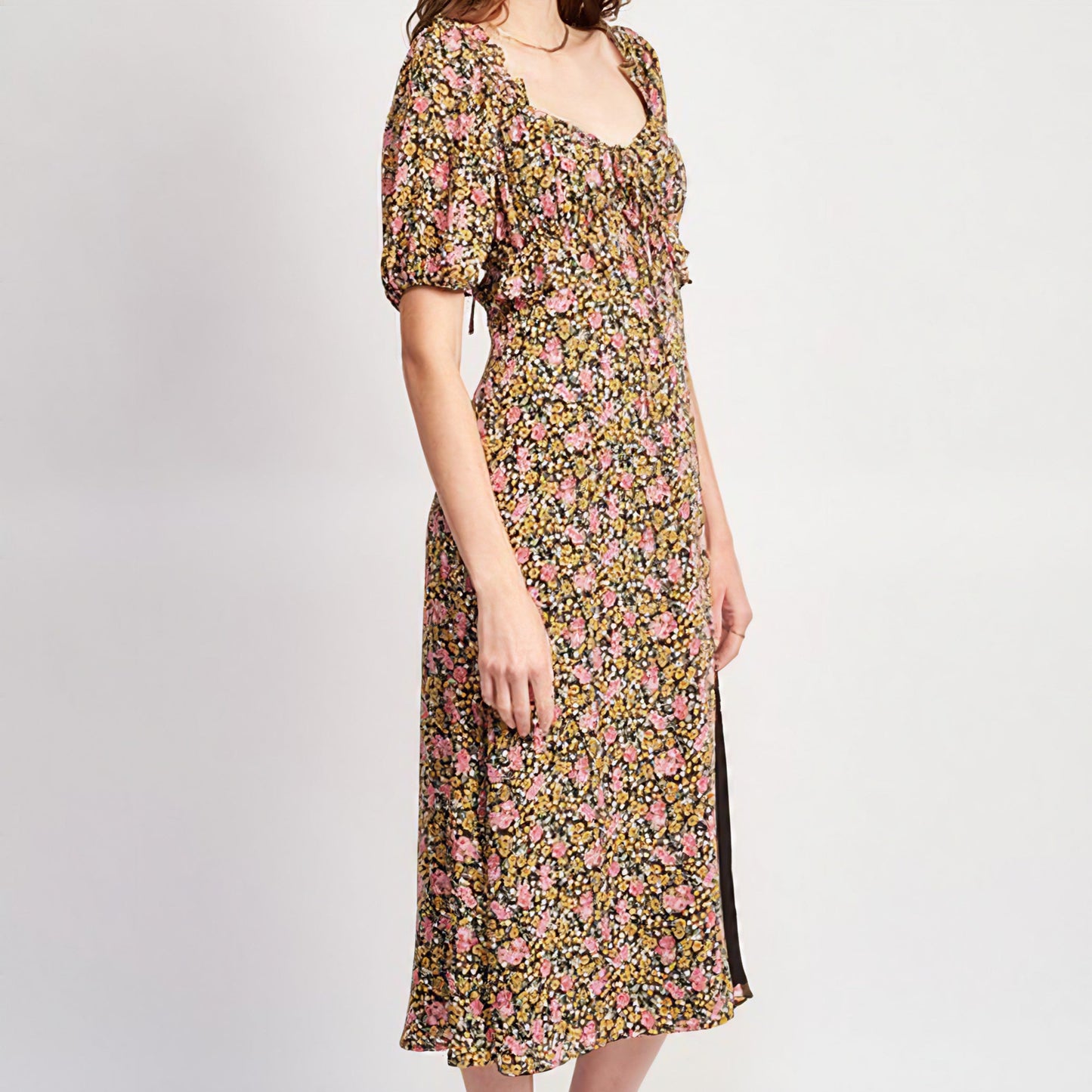 Floral Midi Dress with Ruffled Details