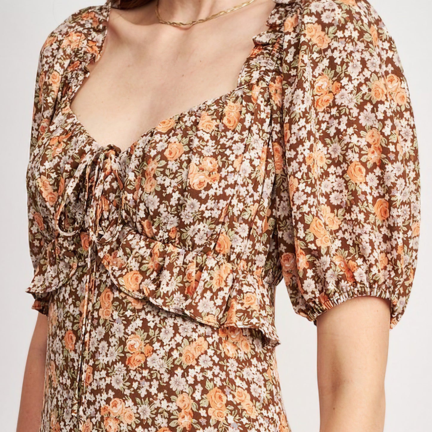 Floral Midi Dress with Ruffled Details