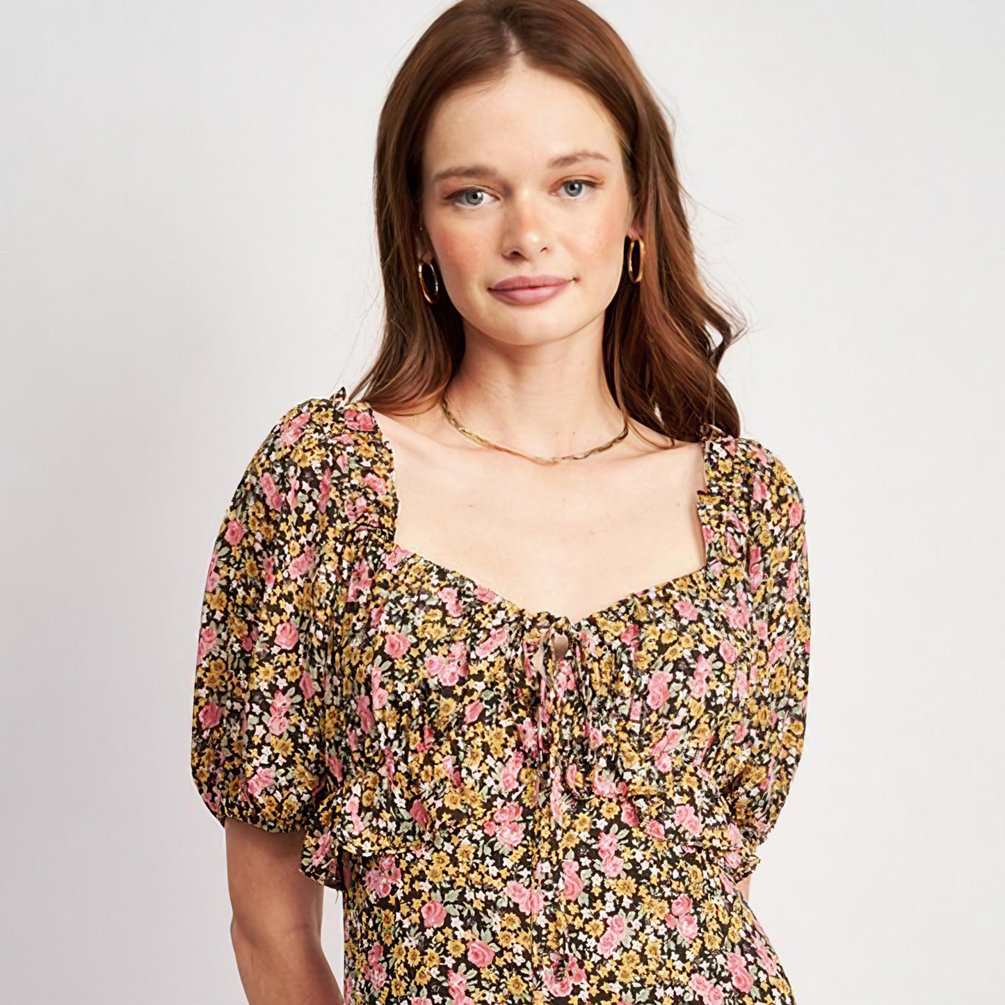 Floral Midi Dress with Ruffled Details