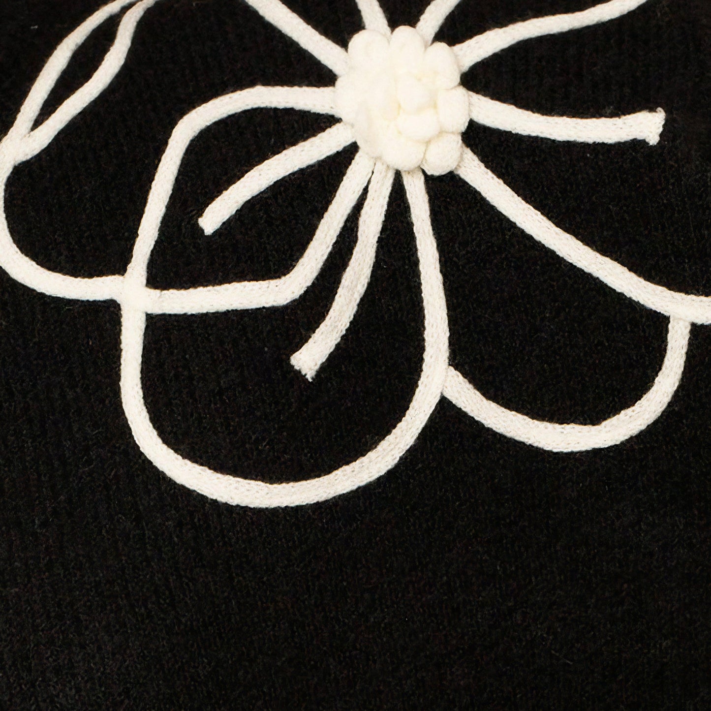 Flower Embroidery Mock Neck Sweater