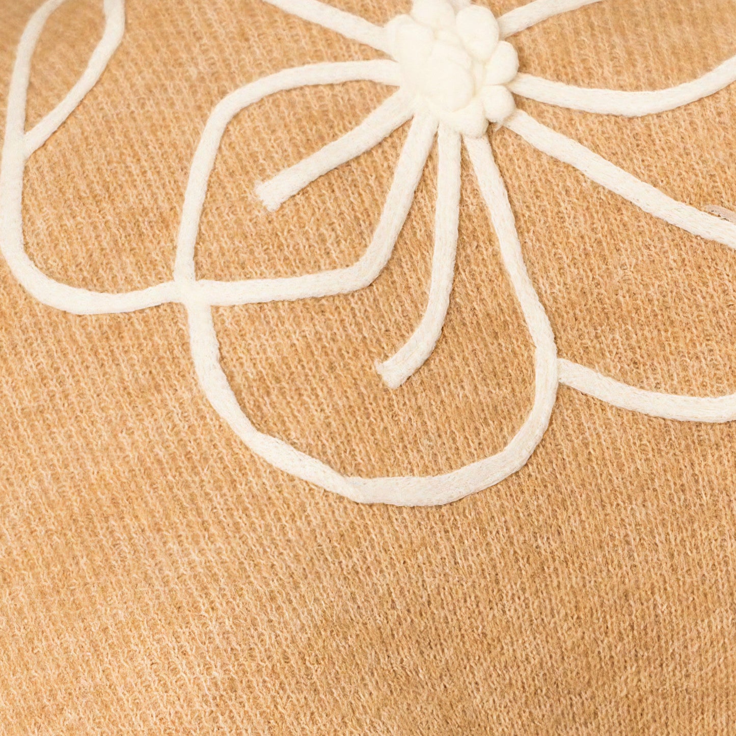 Flower Embroidery Mock Neck Sweater