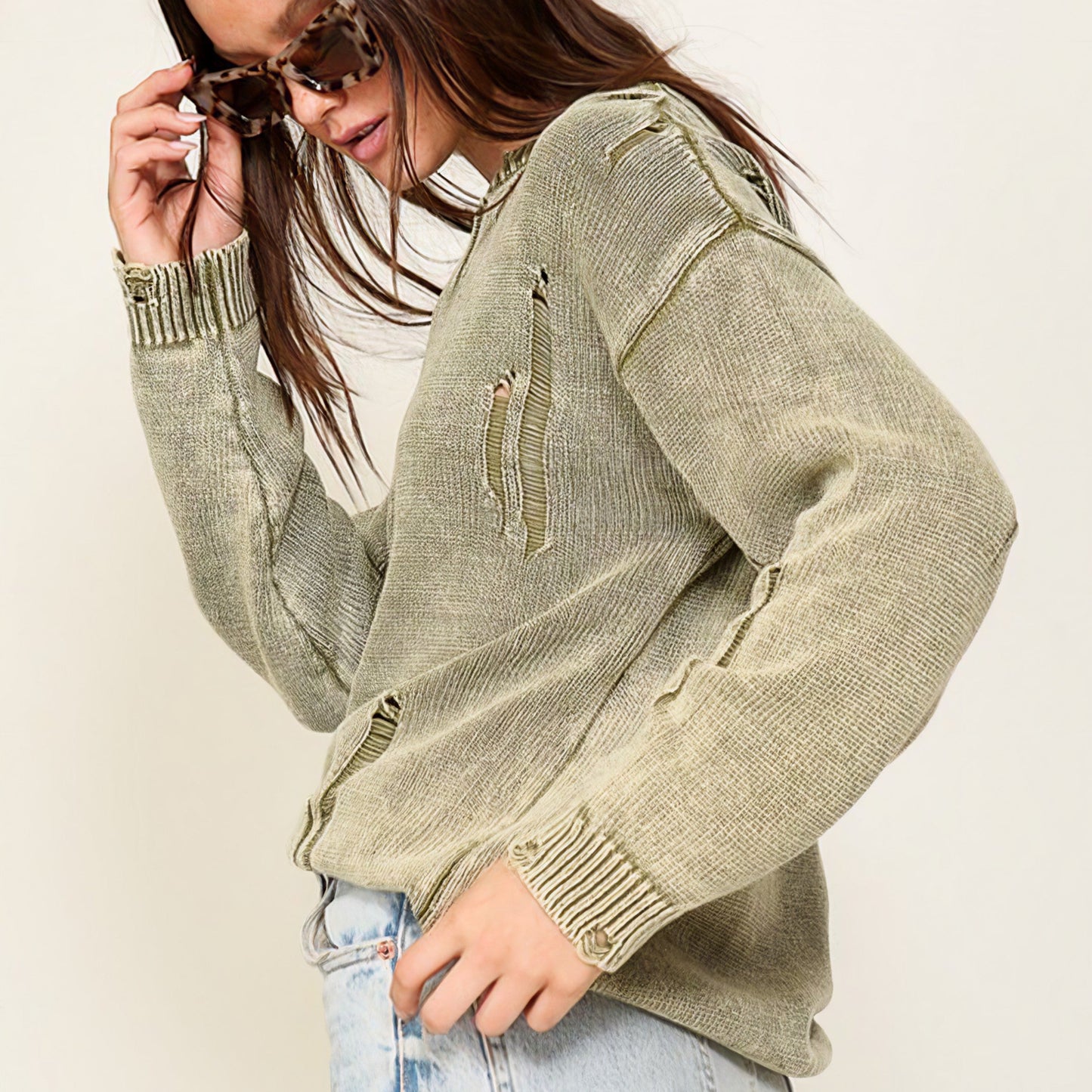 Mineral Wash Distressed Sweater