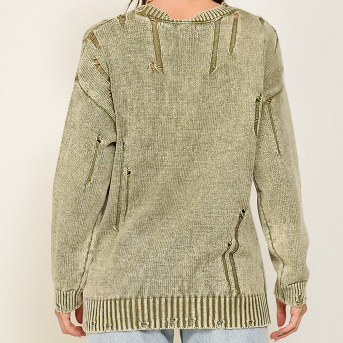 Mineral Wash Distressed Sweater