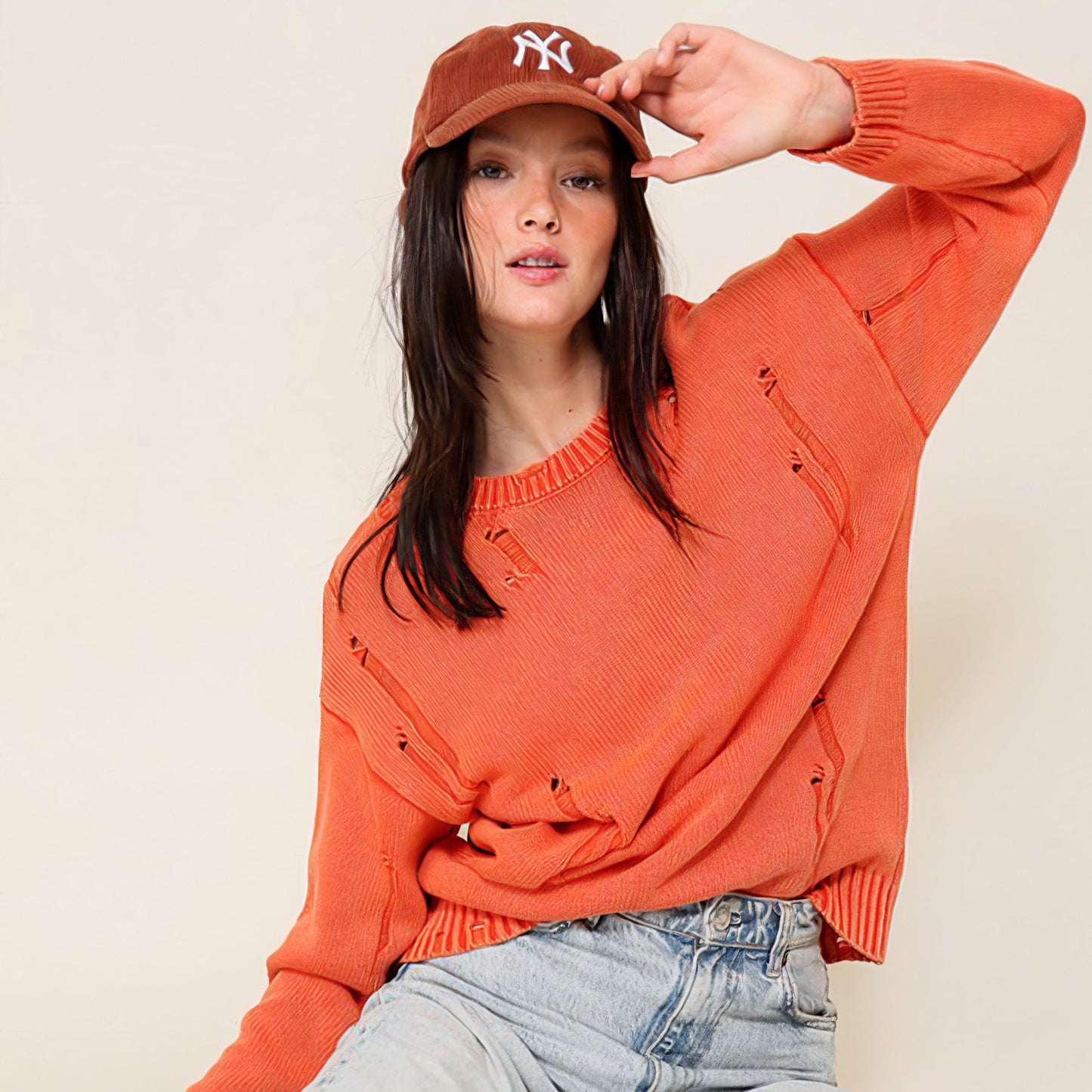 Mineral Wash Distressed Sweater