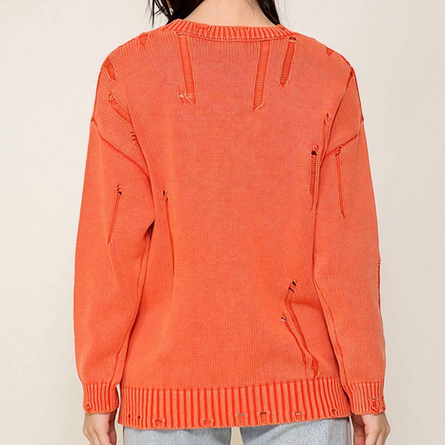 Mineral Wash Distressed Sweater