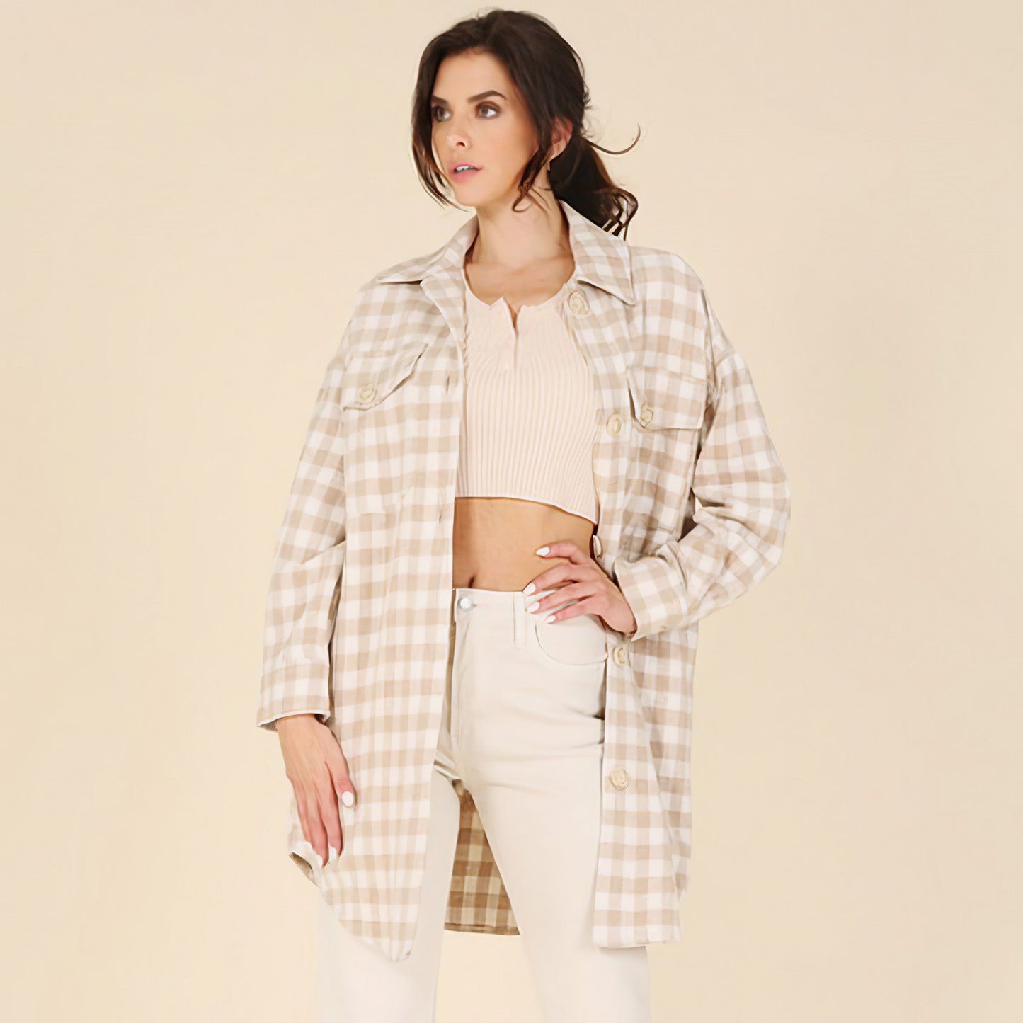 Chai Checkered Long Shacket