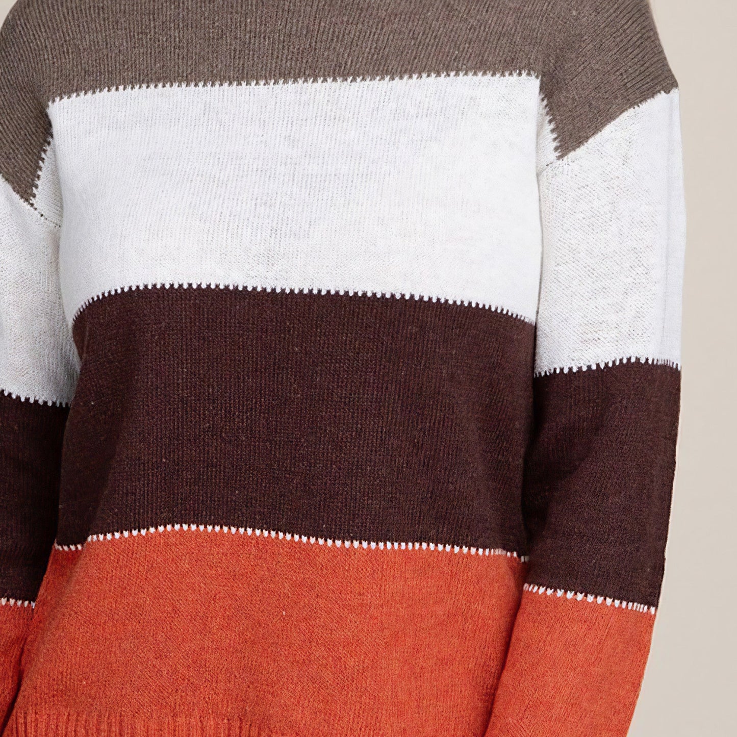 Knit Mix Block Striped Pattern Knit Top
