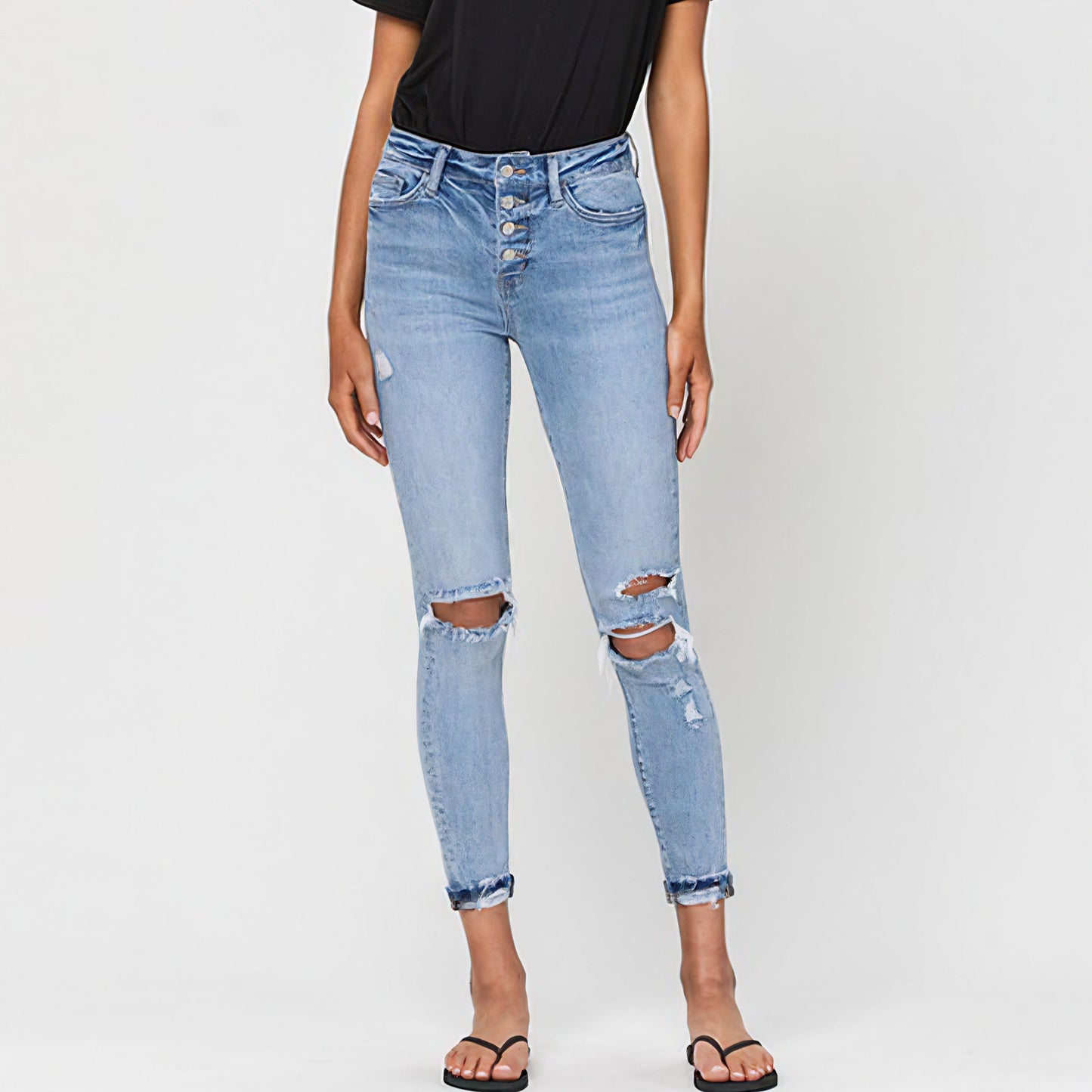 High Rise Button Up Skinny Jeans