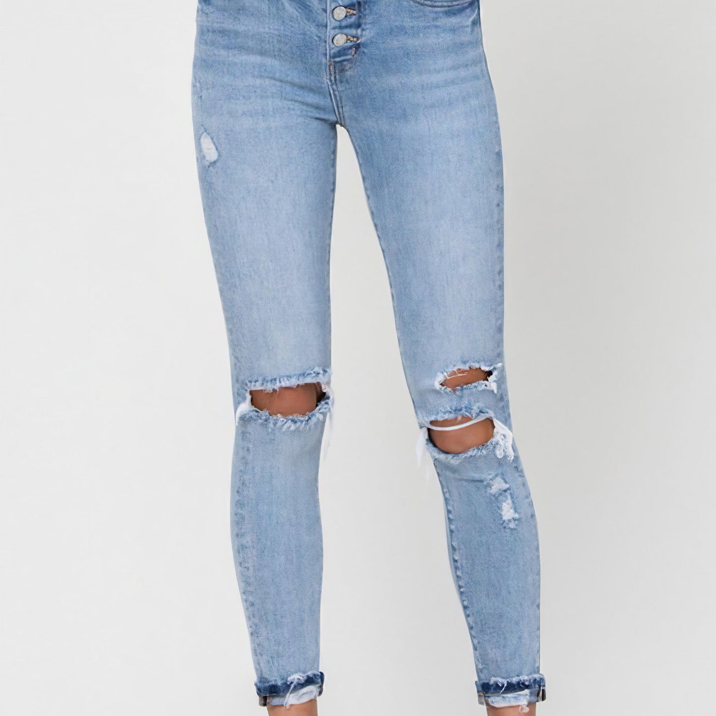 High Rise Button Up Skinny Jeans