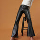 High Waisted Faux Leather Flares