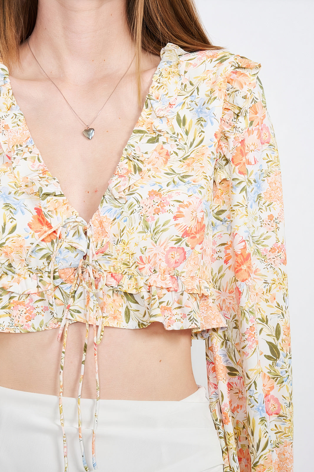 Floral Print Cropped Tie Top