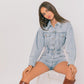 End Zone Long Sleeve Denim Romper