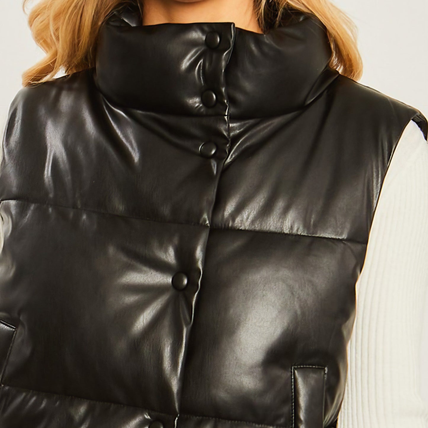 Faux Leather Padded Vest