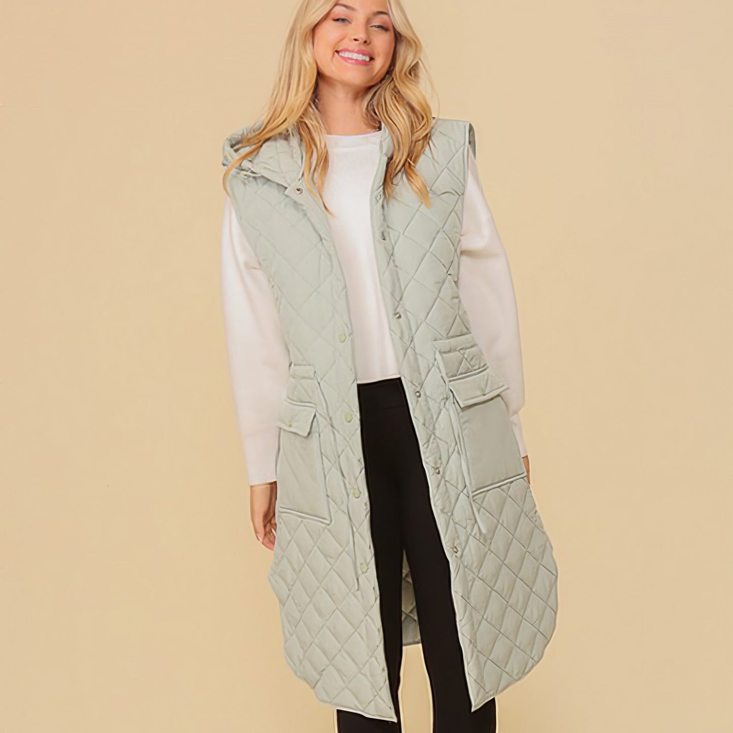 Oversized Quilted Midi Vest