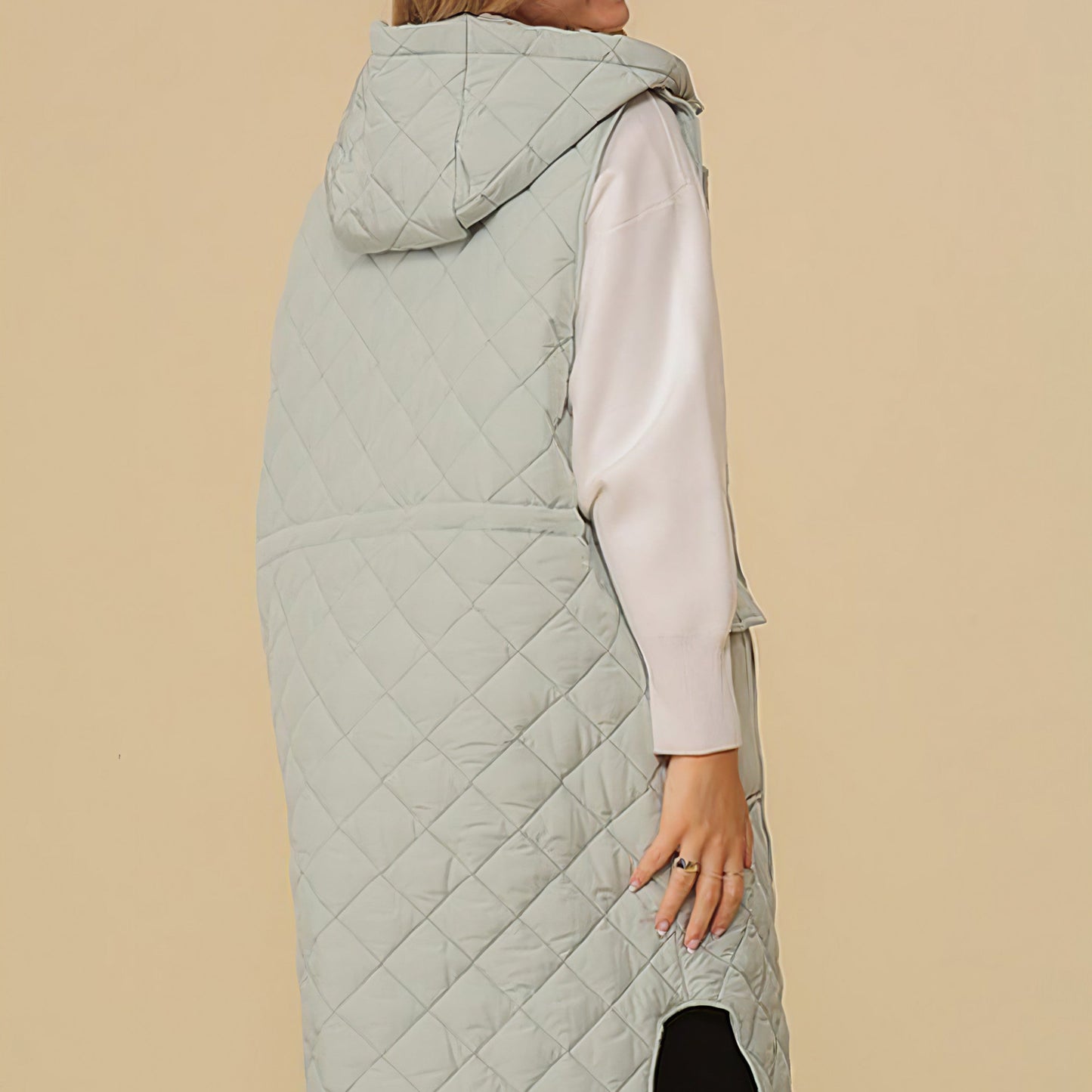 Oversized Quilted Midi Vest