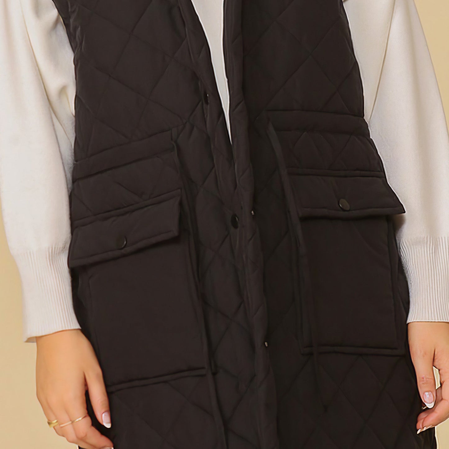 Oversized Quilted Midi Vest