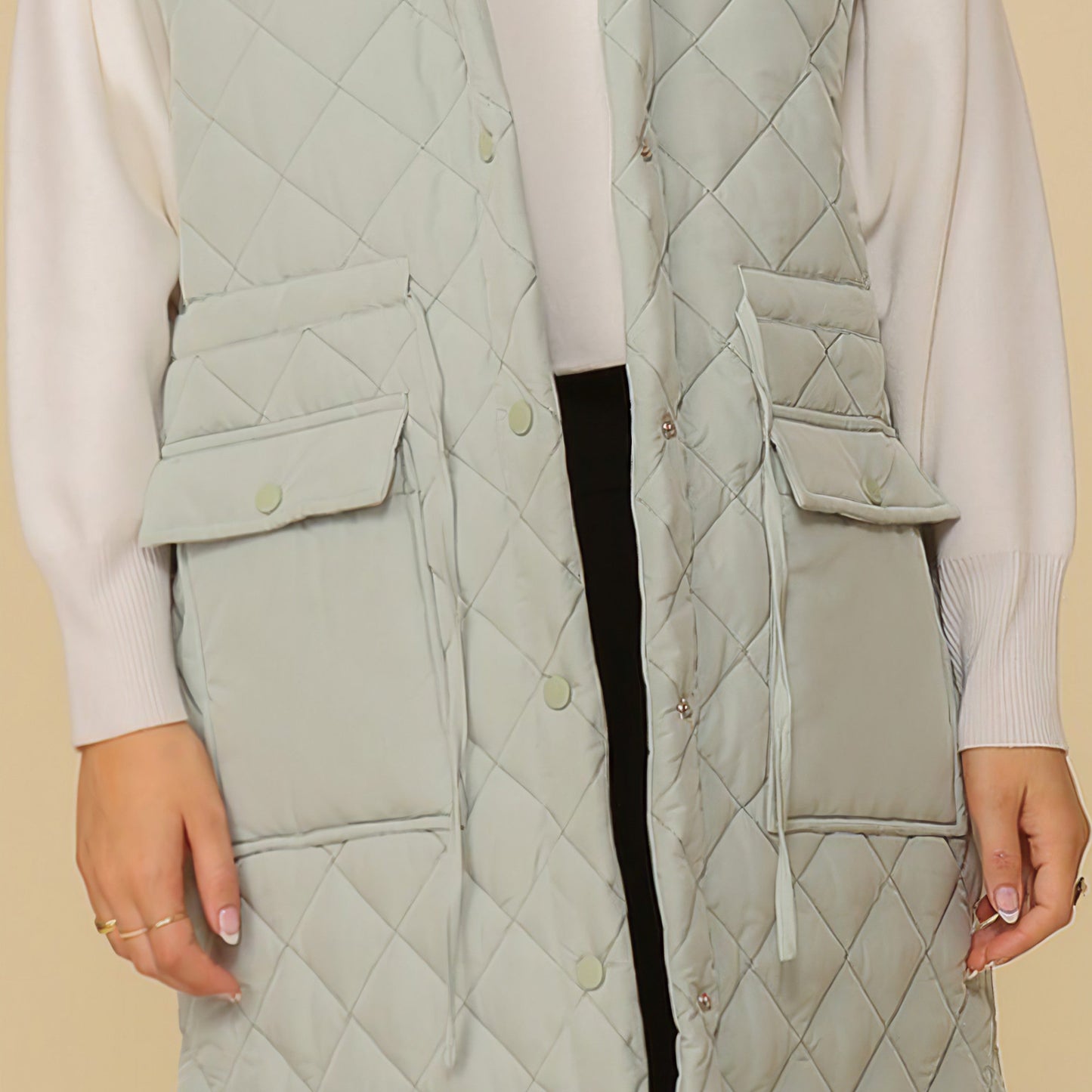 Oversized Quilted Midi Vest