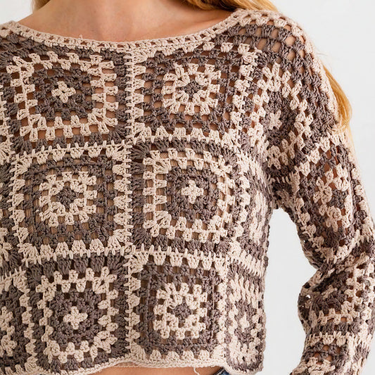 Lauryn Long Sleeved Crochet Top