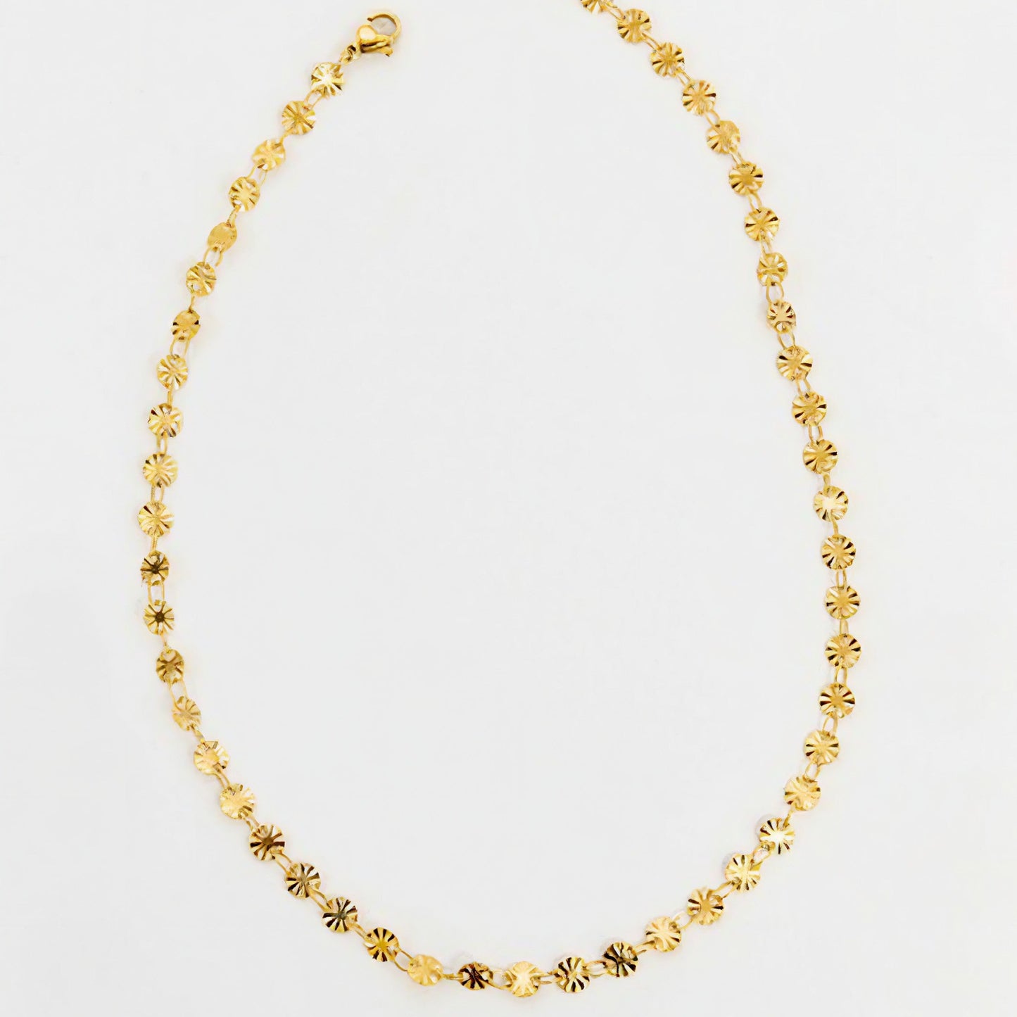 Ruffled Gold Circle Charm Necklace