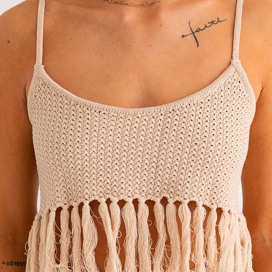 Tassel Detail Sweater Crop Top