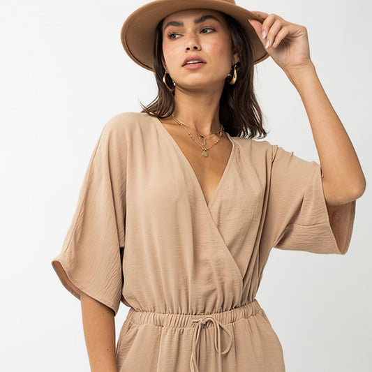 Dolman Sleeve Surplice Jumpsuit