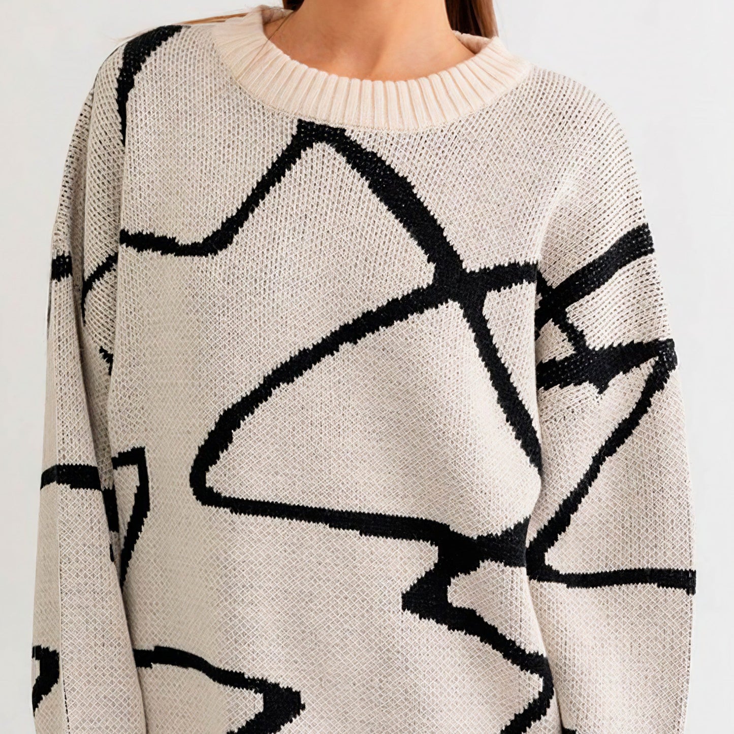 Abstract Pattern Oversized Sweater