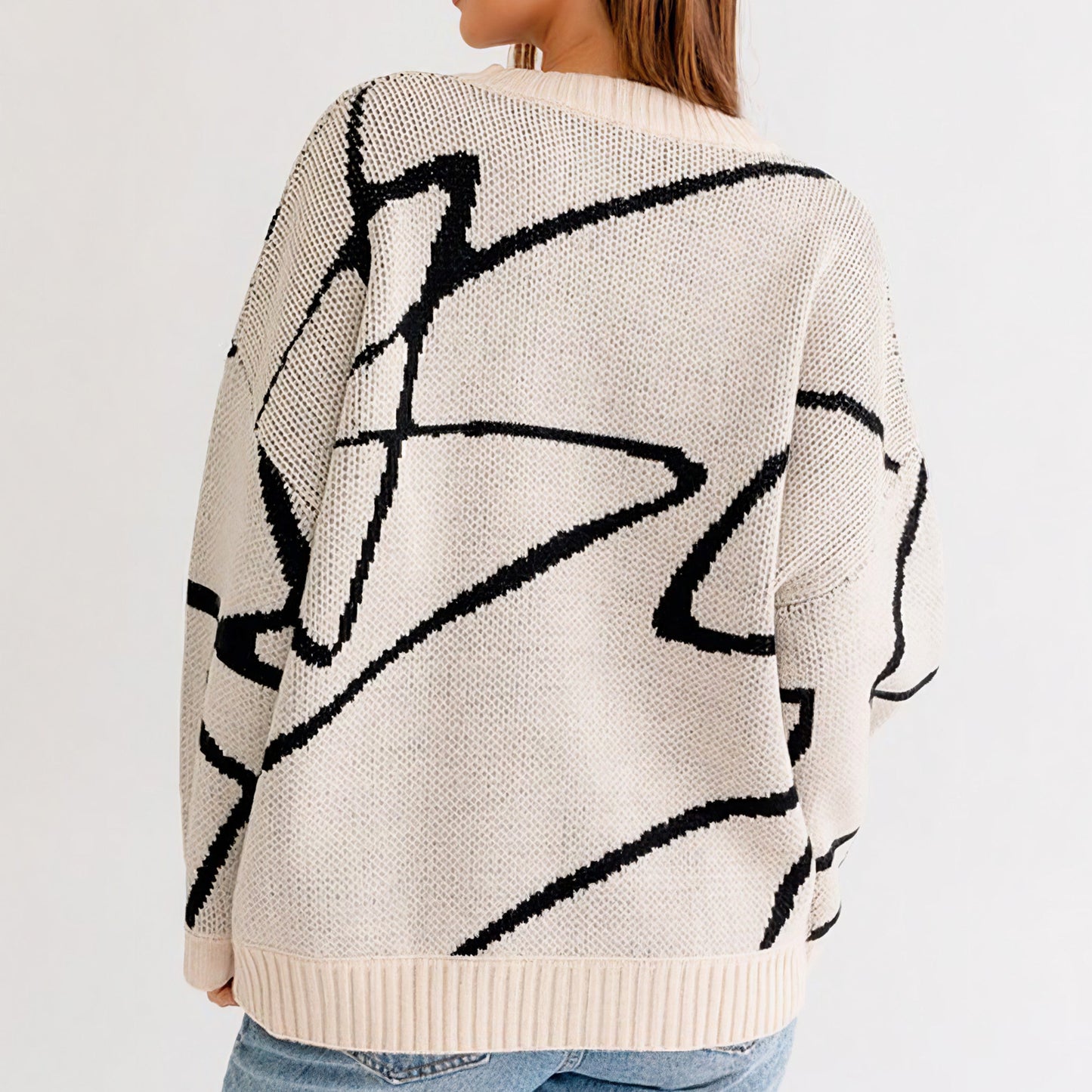 Abstract Pattern Oversized Sweater