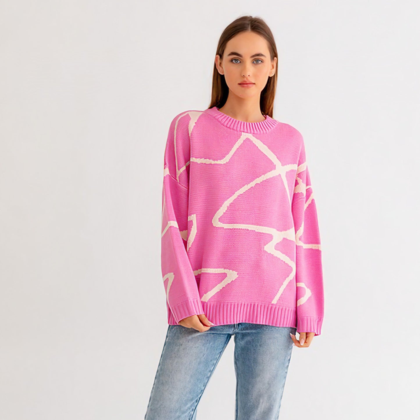 Abstract Pattern Oversized Sweater