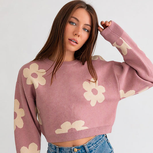 Cropped Daisy Baby Sweater