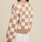 Checkered Sweater Crop Cardigan