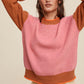 Color Block Ribbed Knit Sweater