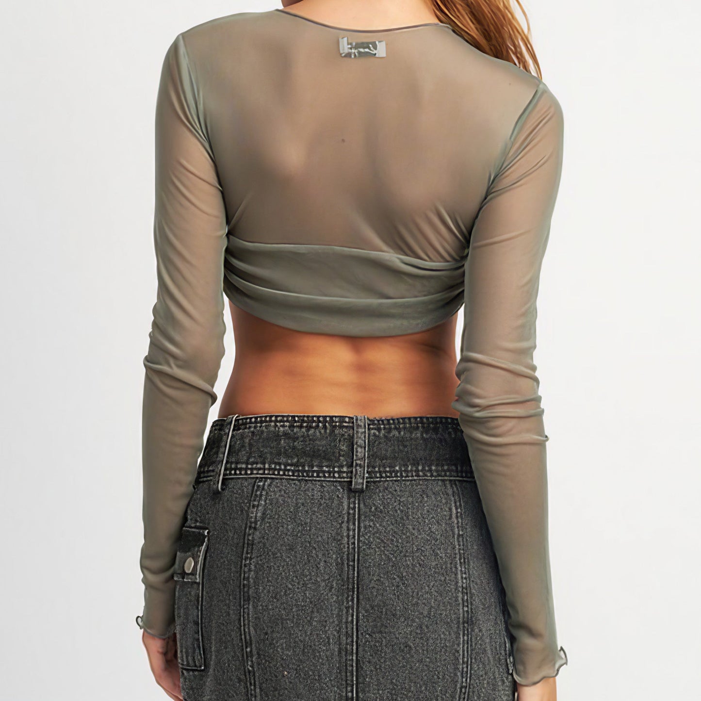 Ruched Bra Long Sleeve Top