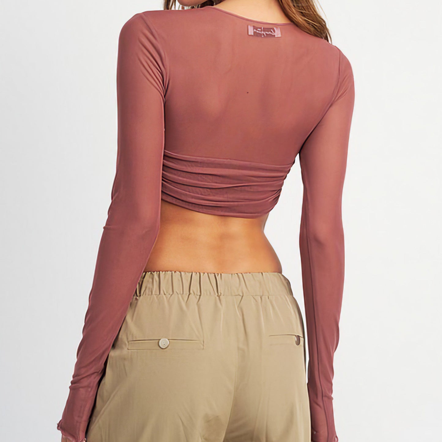 Ruched Bra Long Sleeve Top