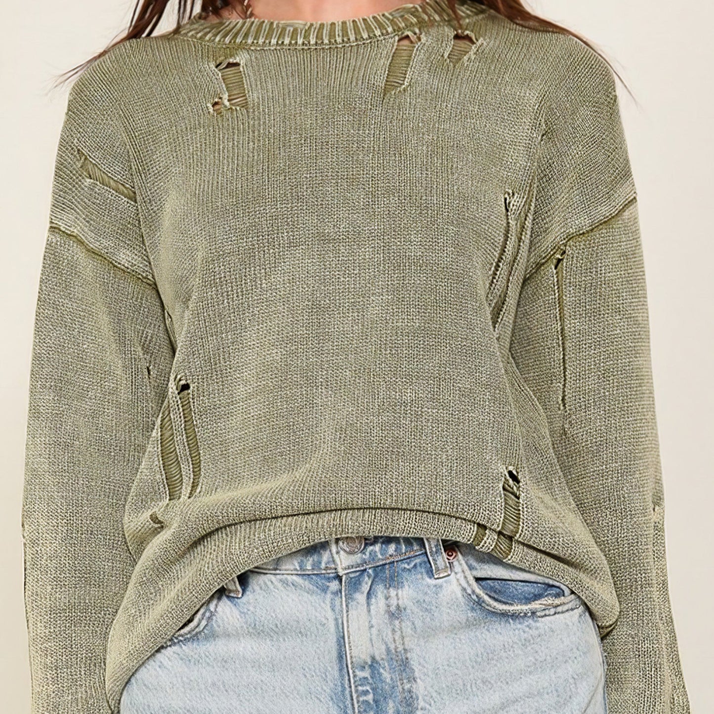 Mineral Wash Distressed Sweater