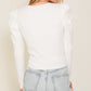 Ribbed Puff Sleeve Knit Top