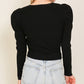 Ribbed Puff Sleeve Knit Top