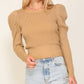 Ribbed Puff Sleeve Knit Top