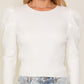 Ribbed Puff Sleeve Knit Top