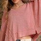 Round Neck Balloon Sleeve Hooded Knit Top