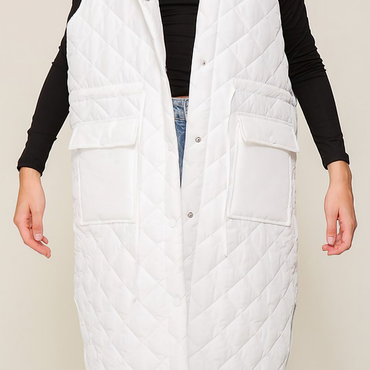 Oversized Quilted Midi Vest