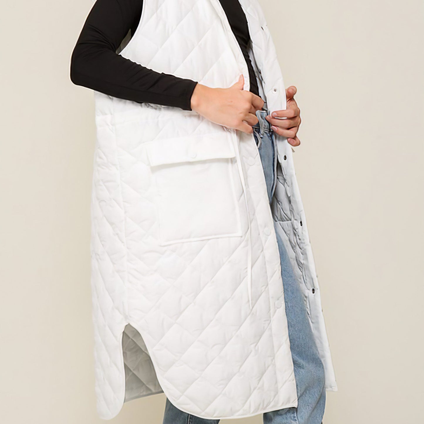 Oversized Quilted Midi Vest