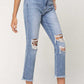 Super High Rise Distressed Relaxed Straight