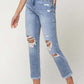Super High Rise Distressed Relaxed Straight