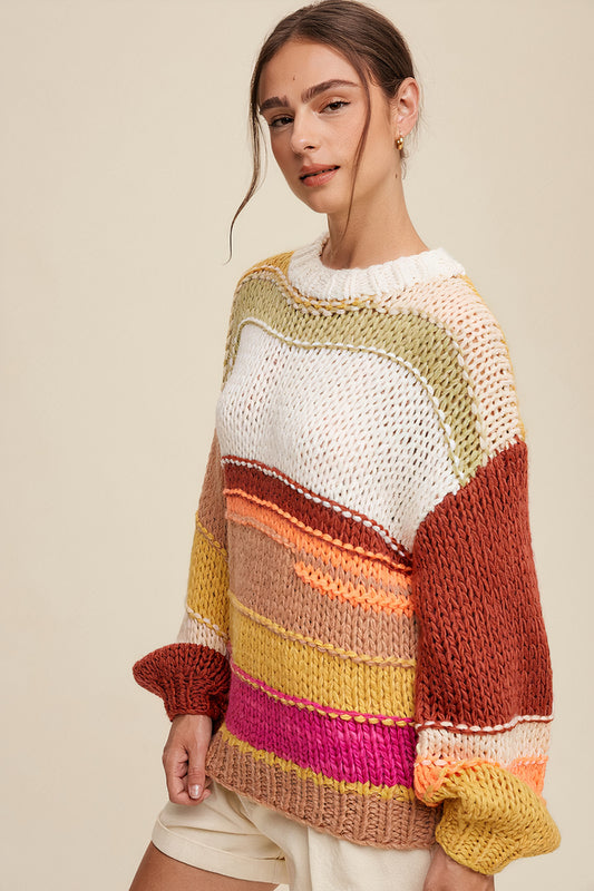 Knit Slouchy Hand Crochet Sweater