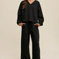 V-neck Sweatshirt and Pants Set